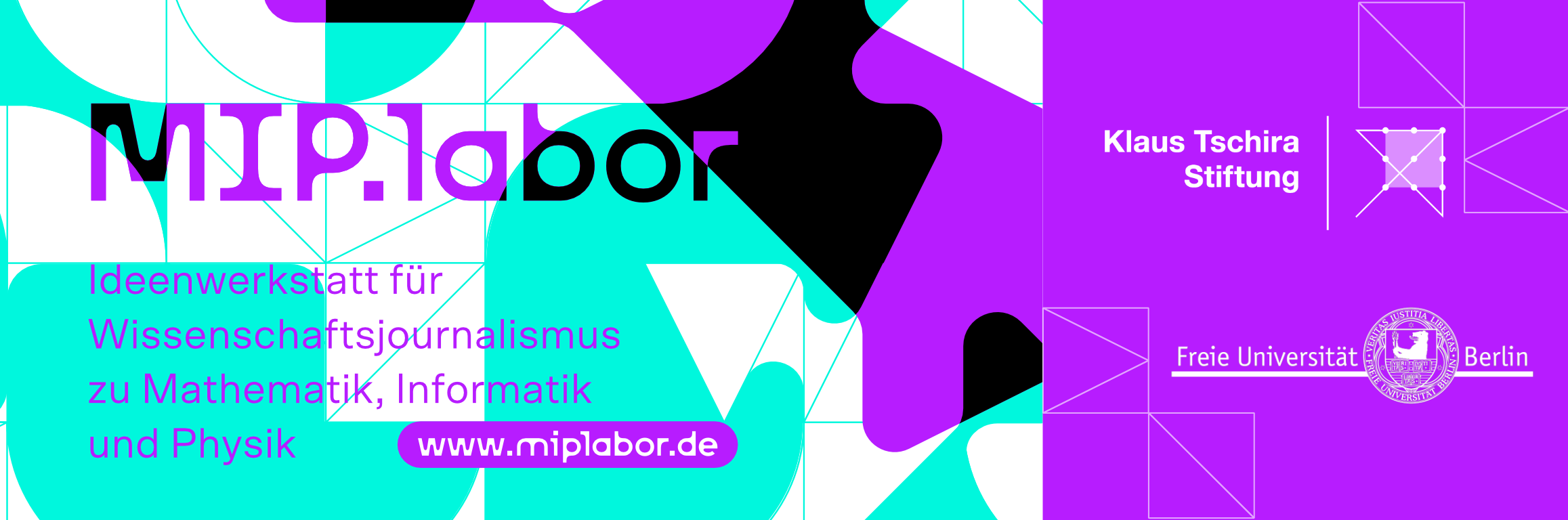 The MIP.Lab for science journalism in mathematics, computer science & physics Graphic for MIP.labor, an idea lab for science journalism in mathematics, computer science and physics, featuring logos of Klaus Tschira Stiftung and Freie Universität Berlin
